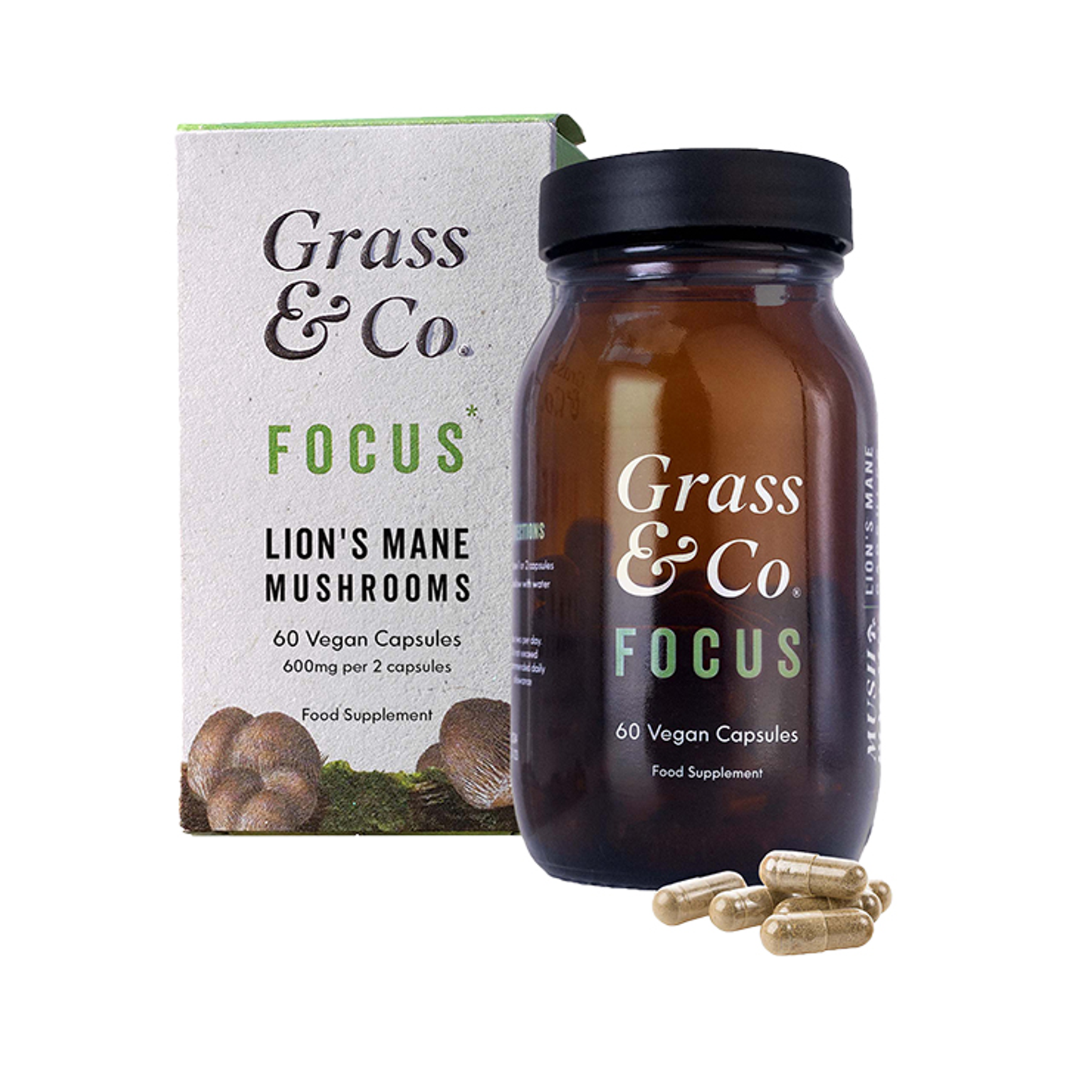 Lion's Mane Mushroom Focus Capsules with Ginseng & Omega-3 60 Vegan Capsules