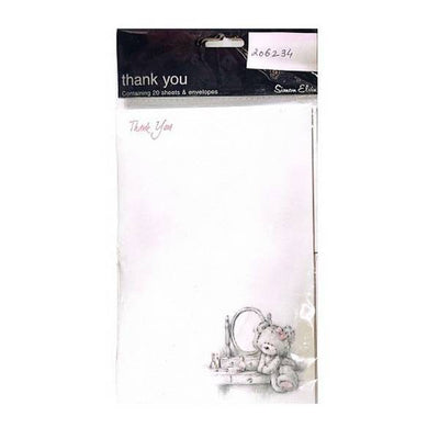 Carte de remerciement Simon Elvin Ours en peluche (Lot de 20)