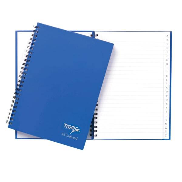 Tiger Stationery 72 Sheet Twin Wire Indexed Notebook (A5)