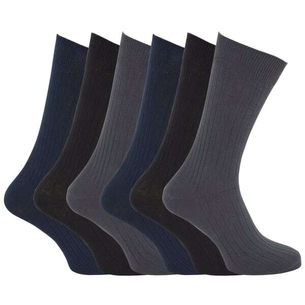 Herren 100% Baumwoll-Rippsocken (6er-Pack) (UK Schuhgröße 6-11)