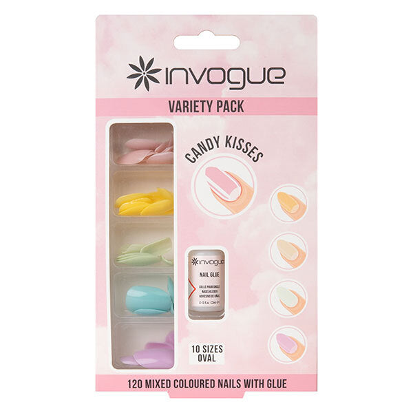 Invogue Candy Kisses أظافر بيضاوية - مجموعة متنوعة (120 قطعة)