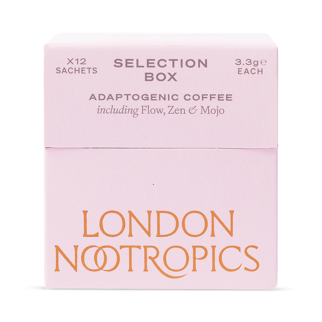 London Nootropics Adaptogenic Coffee Selection Box Flow Zen Mojo 12 Sachets
