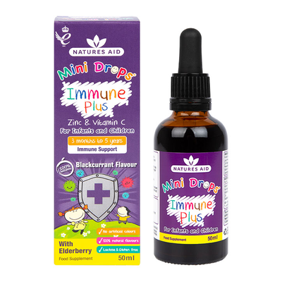 Flüssiges Nahrungsergänzungsmittel zur Unterstützung des Immunsystems von Kindern, Aroma schwarze Johannisbeere, 50 ml