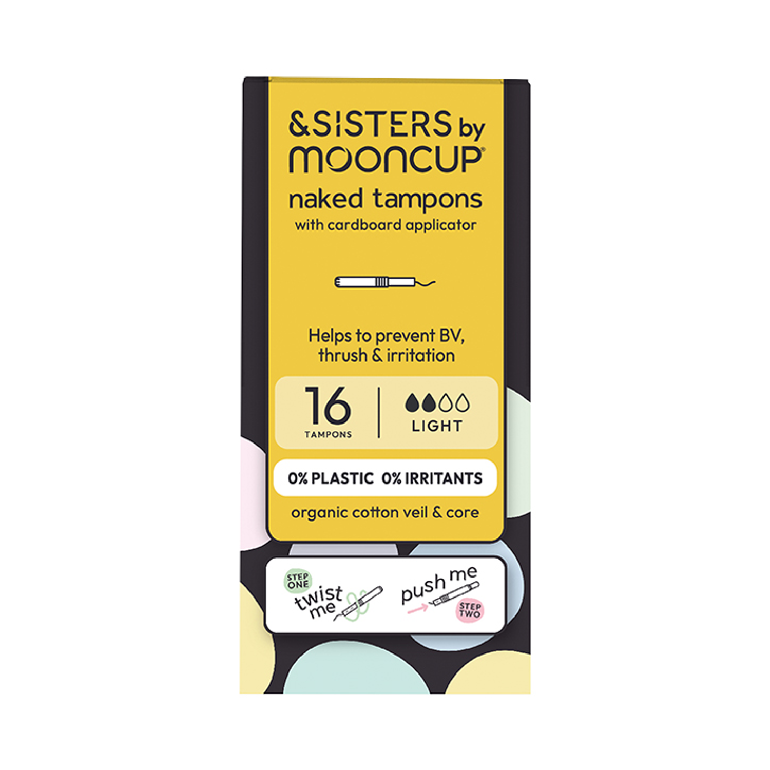 Bio-Tampons von &SISTERS by Mooncup aus Bio-Baumwolle mit Öko-Applikator – Leicht 16er-Packung
