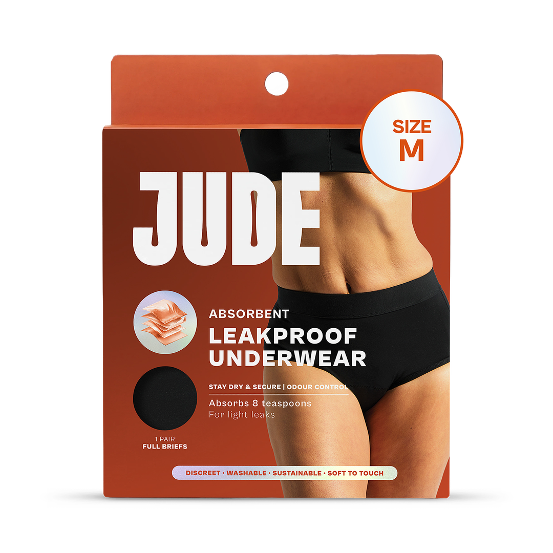 Jude Absorbent Leak Proof Underwear Black High Waist Size Medium