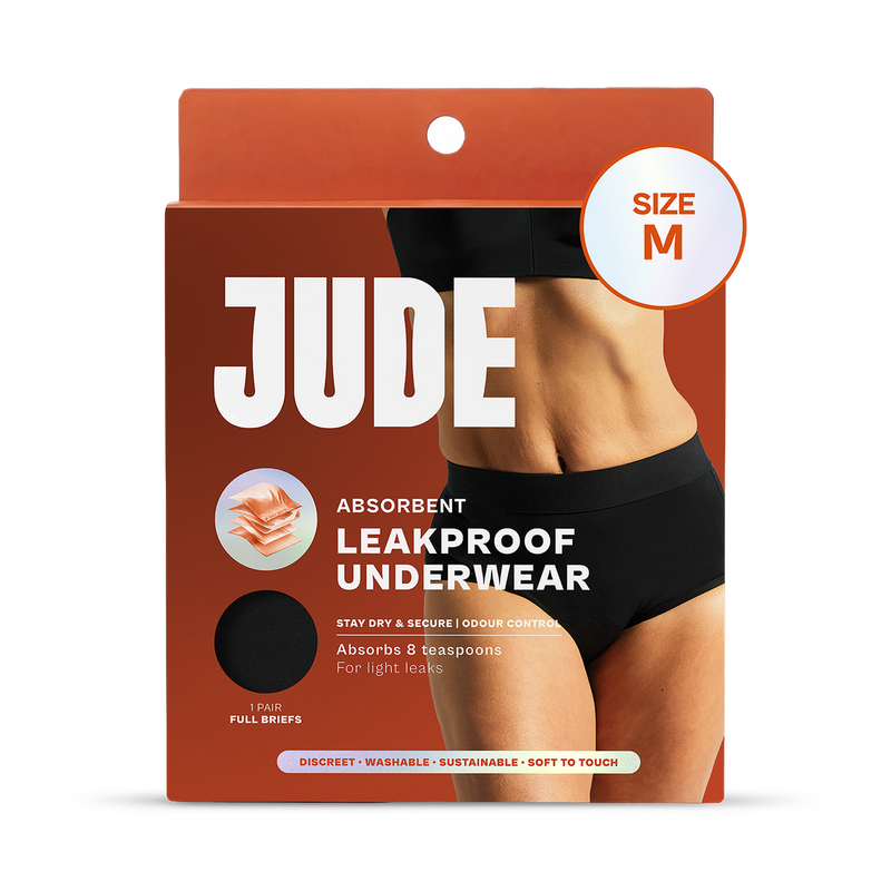 Jude Absorbent Leak Proof Underwear Black High Waist Size Medium