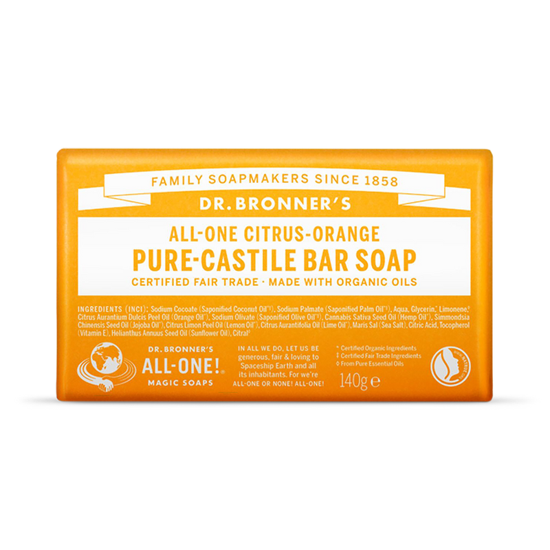 Dr Bronner All-One Citrus-Orange Pure-Castile Bar Soap 140g