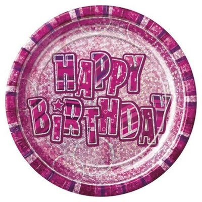 Superdrug Unique 9 Inch Prism Plates - Pink Glitz- Buy online at McGrocer