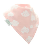 Ziggle Bandana Dribble Bib - White Clouds on Pink