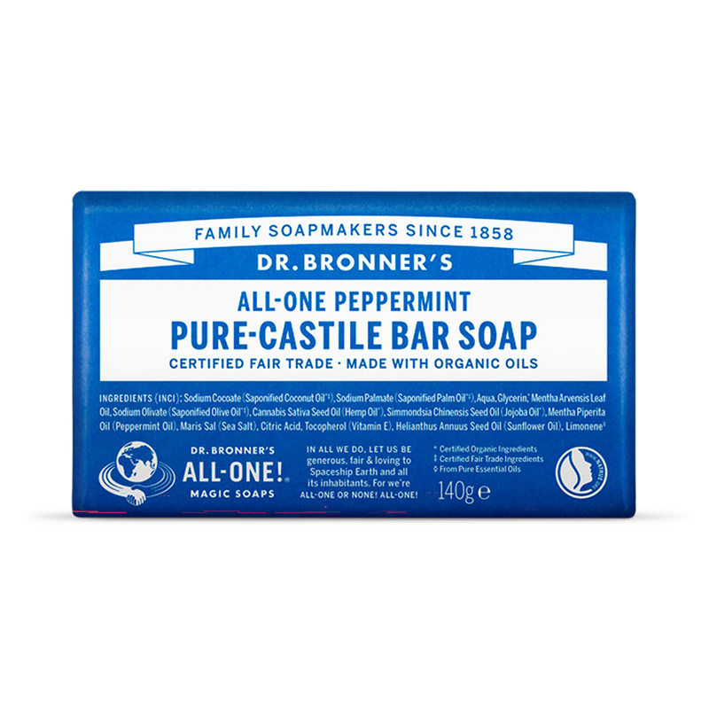 Dr Bronner All-One Peppermint Pure-Castile Bar Soap 140g