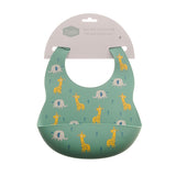 Ziggle Catch It Silicone Bib Green Elephant & Giraffe