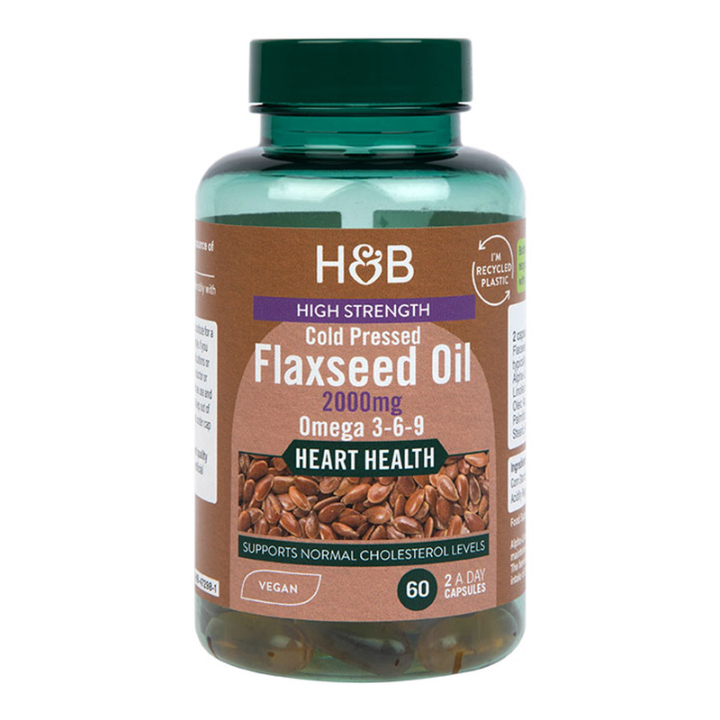 Holland Barrett Vegan High Strength Flaxseed Triple Omega 3-6-9 Oil 60 Capsules