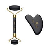 Pure Derma London Black Obsidian Gua Sha & Face Roller Set