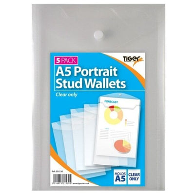 Superdrug Tiger Stationery Portrait A5 Popper Wallet (Pack of 5)- Buy online at McGrocer
