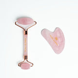 Pure Derma London Rose Quartz Gua Sha & Face Roller Set