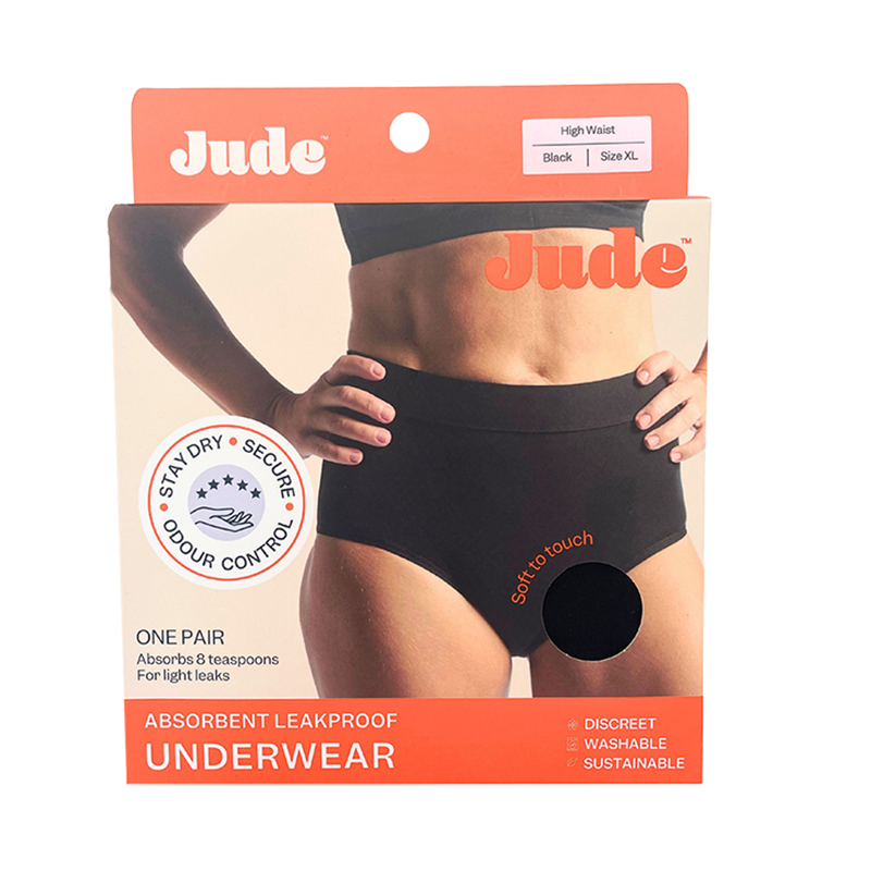 Jude Absorbent Leak Proof Underwear Black High Waist Size XL