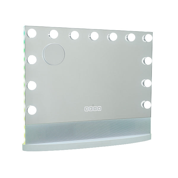 Espejo de tocador Hollywood con altavoz inalámbrico LED rectangular de 58 x 46 cm
