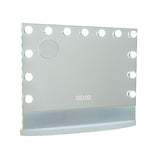 Espejo de tocador Hollywood con altavoz inalámbrico LED rectangular de 58 x 46 cm