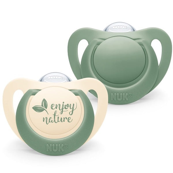 NUK for Nature Baby Dummy 0-6 Months Green 2 Count