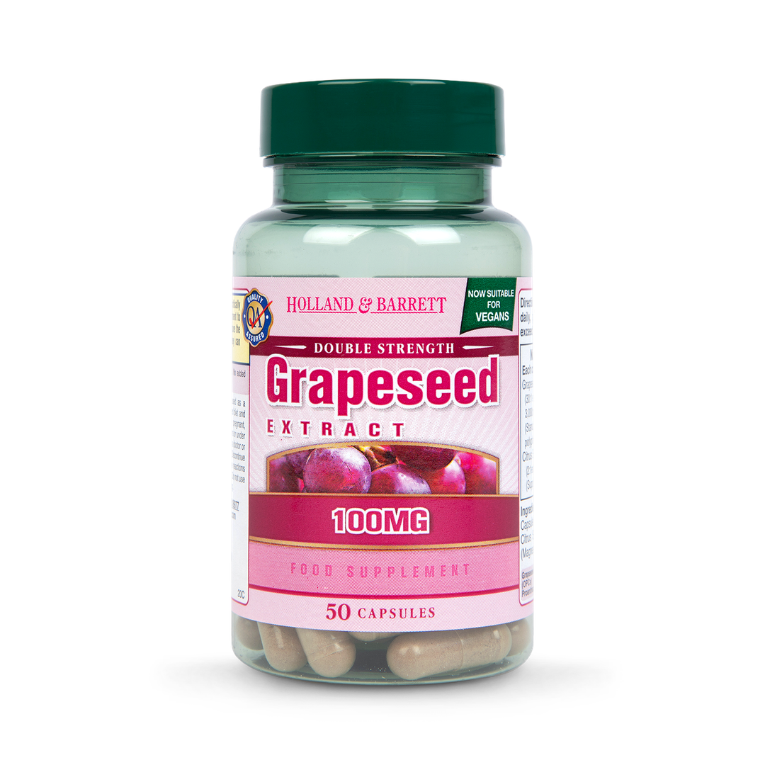 Holland Barrett Double Strength Grapeseed Extract 100mg 50 Capsules
