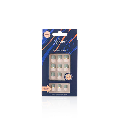 Superdrug Rawr Beauty Stick On Nails Nude/Blue Gold Tip- Square- Buy online at McGrocer
