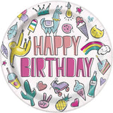 Unique Party Round Birthday Disposable Plates(Pack of 8)