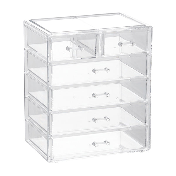 Livingandhome Transparent Makeup Organizer with 6 Drawers