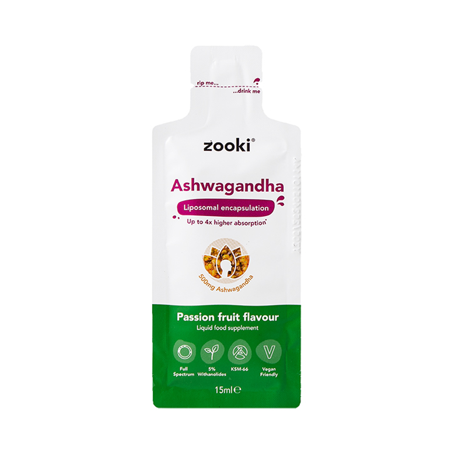 Liposomal Ashwagandha and Curcumin Liquid Supplement 15ml Sachet