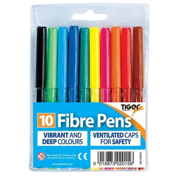 Tiger Stationery Fibre Pen Set (Pack of 10)