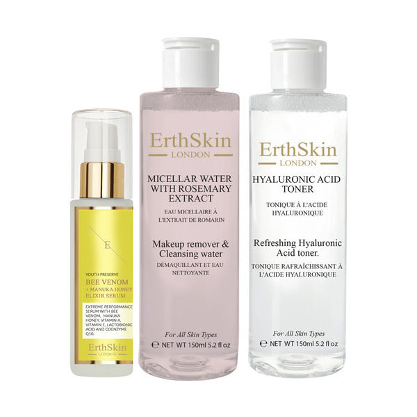 ErthSkin Micellar Water150ml+ Hyaluronic Acid Toner150ml+ Bee Venom S