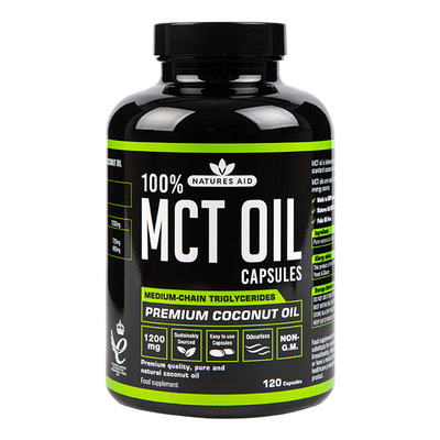 Aceite MCT 100% puro, 1200 mg, derivado del coco, suplemento cetogénico, 120 cápsulas.