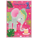 Simon Elvin Elephant 1st Birthday Card (Pack of 6)