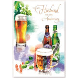 Simon Elvin Husband Beer Bottle Anniversary Card (Pack of 6)