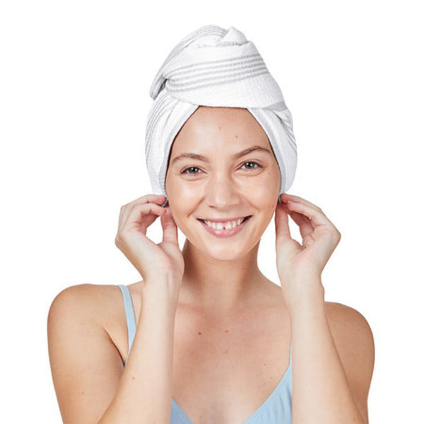 Dock & Bay Waffle Hair Wrap - Jasmine White - 63x26cm