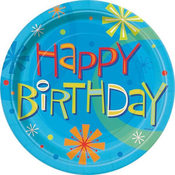 Unique Party Stellar Birthday Disposable Plates (Pack of 8)