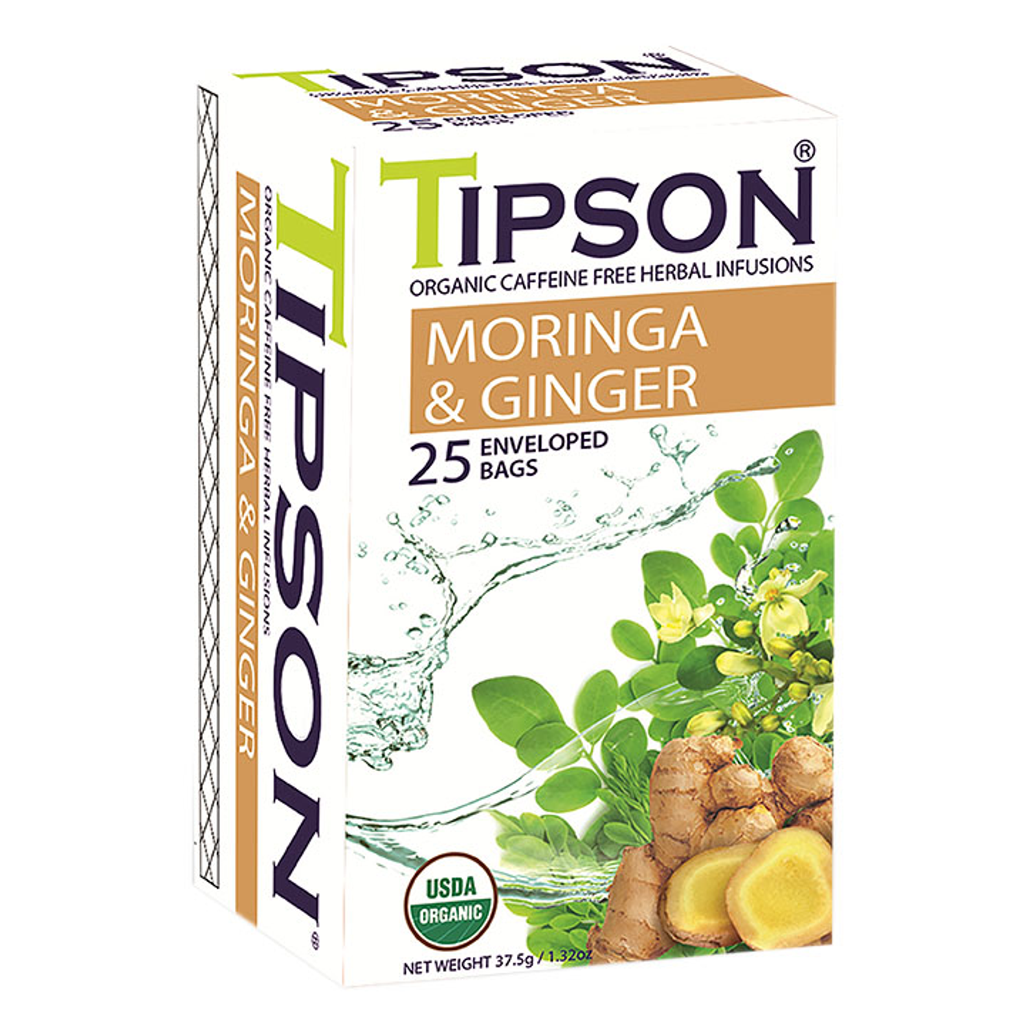 Tipson Organic Infusion Moringa Ginger (25 Enveloped Tea Bags) - Moringa Ginger