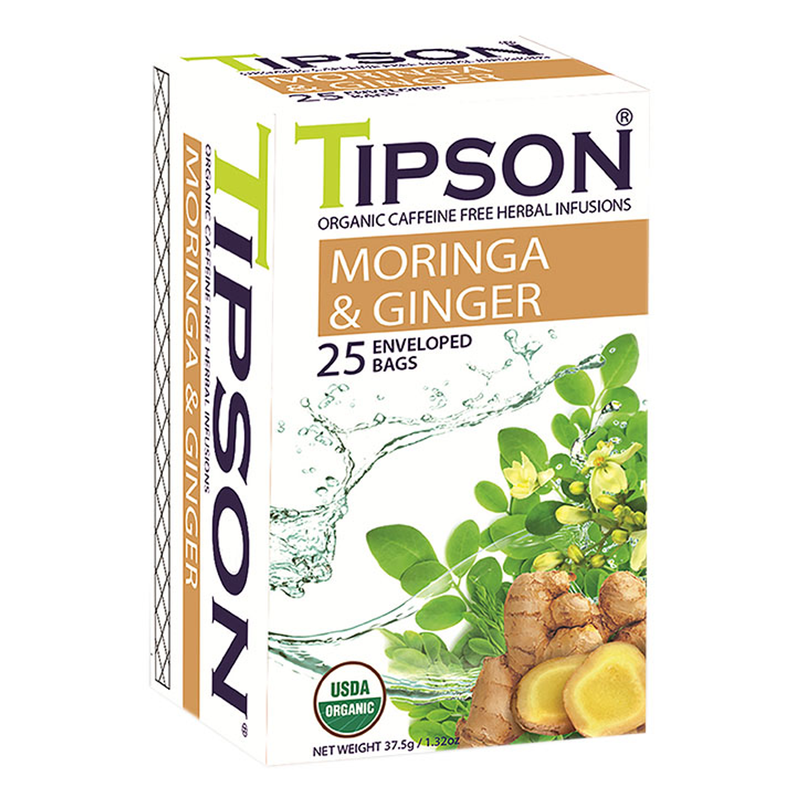 Tipson Organic Infusion Moringa Ginger (25 Enveloped Tea Bags) - Moringa Ginger