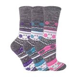 Ladies 3 Pairs Fairisle Patterned Thermal Socks 4-8