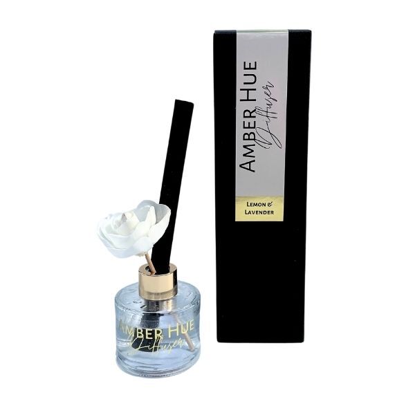Amber Hue Candles - Lemon & Lavender - Flower Reed Diffuser - 100ml
