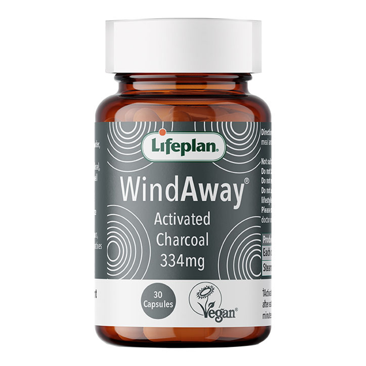 Steam Activated Charcoal 334mg for Digestive Relief 30 Capsules