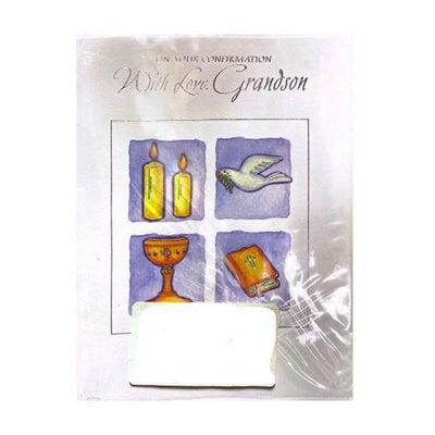 Carte de confirmation Simon Elvin With Love Grandson (Pack de 12)