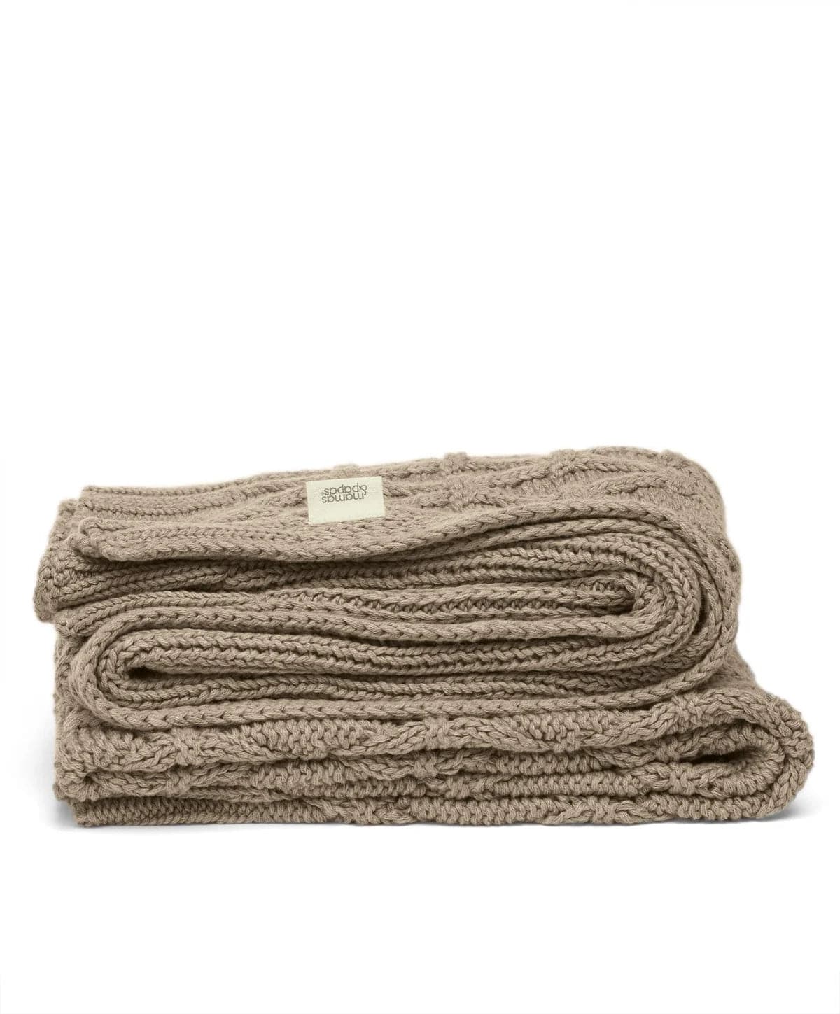 Mamas & Papas cable knit blanket in mocha, organic cotton baby blanket (British brand)