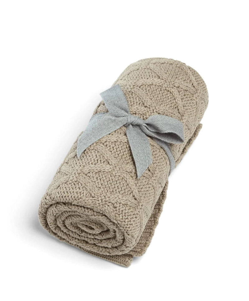 Mamas & Papas cable knit blanket in mocha, organic cotton baby blanket (British brand)
