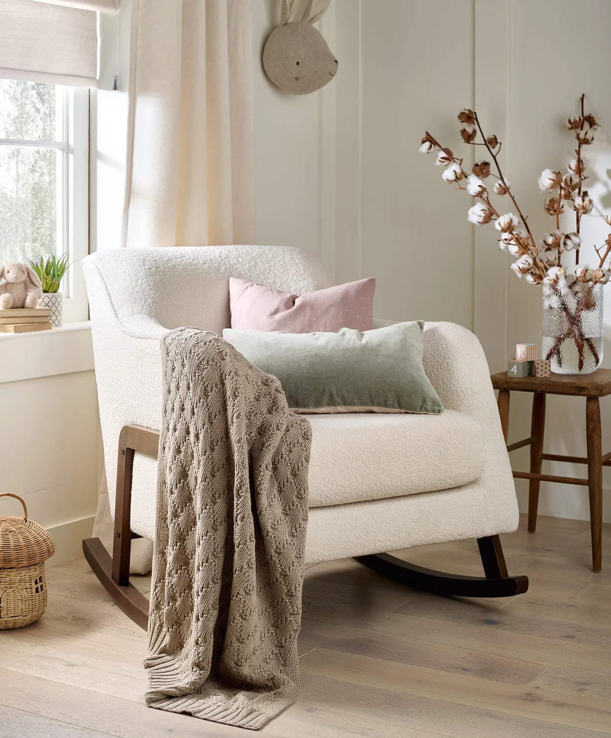 Mamas & Papas cable knit blanket in mocha, organic cotton baby blanket (British brand)