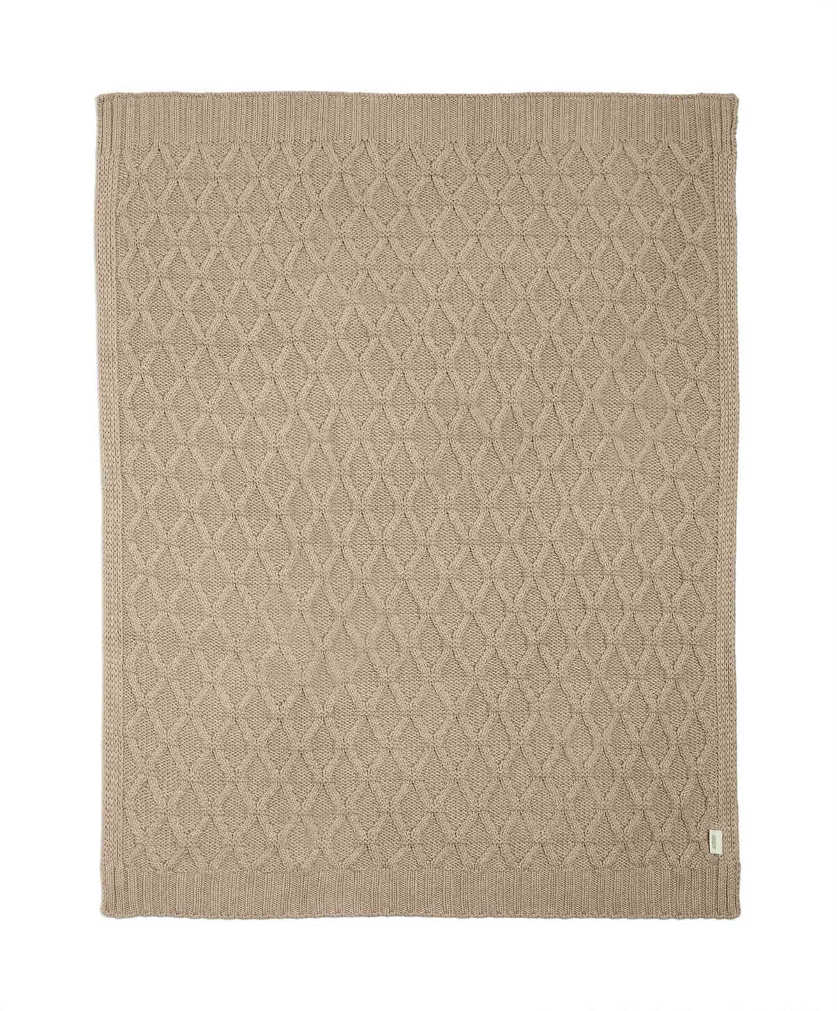 Mamas & Papas cable knit blanket in mocha, organic cotton baby blanket (British brand)