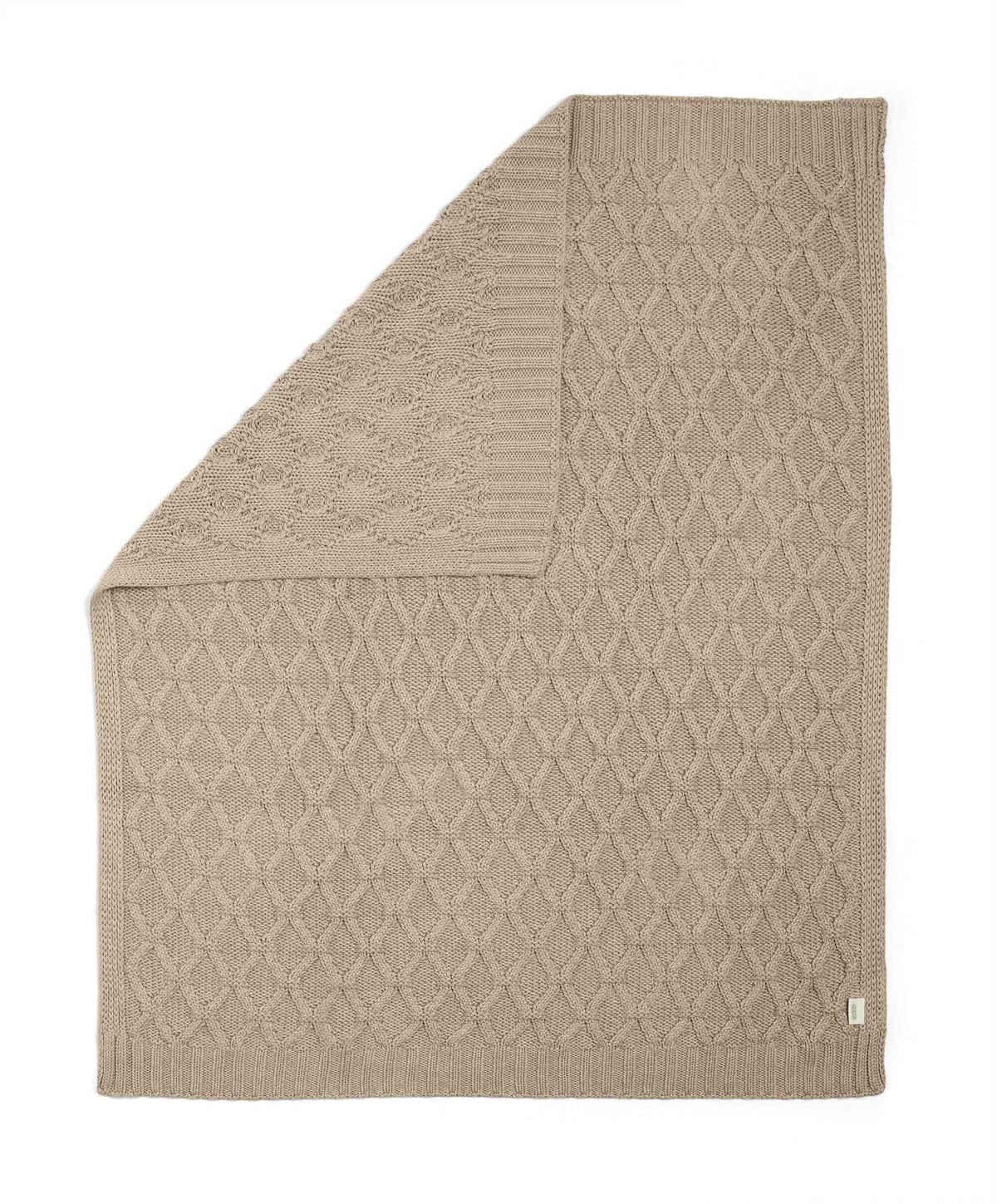 Mamas & Papas cable knit blanket in mocha, organic cotton baby blanket (British brand)