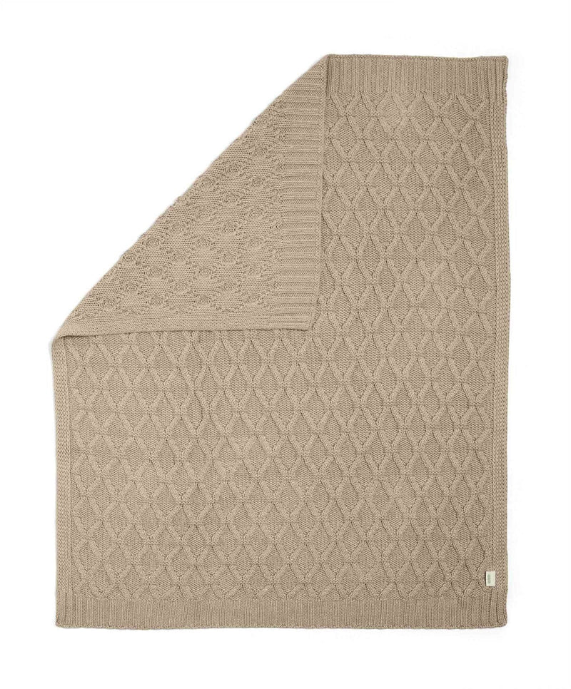 Mamas & Papas cable knit blanket in mocha, organic cotton baby blanket (British brand)
