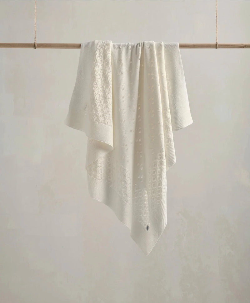 Mamas & Papas Pointelle knitted blanket 90x90cm, imported from the UK