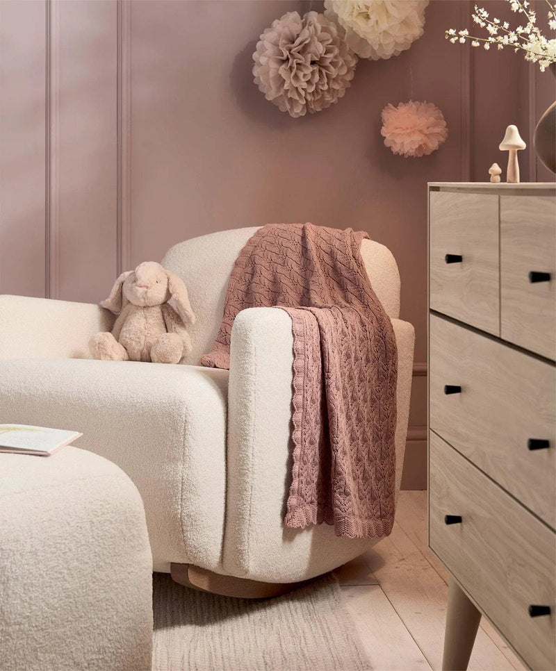 Mamas & Papas knitted baby blanket in Wildflower dusty peony, UK version