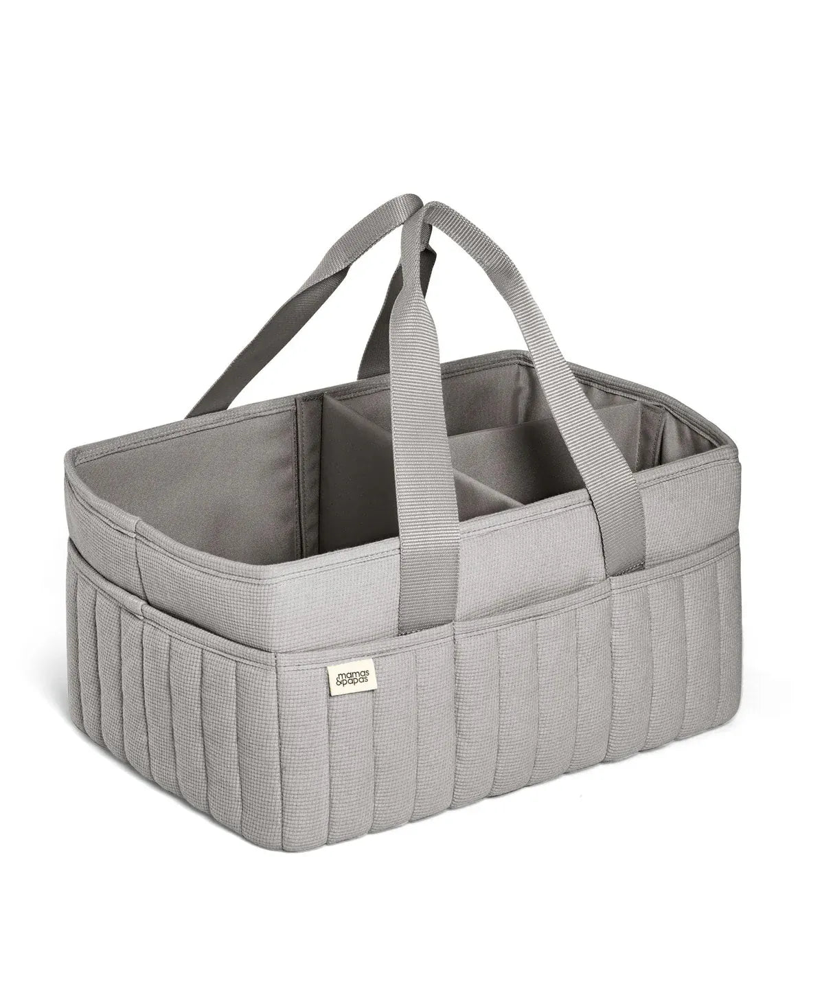 Mamas & Papas grey waffle nappy caddy with handles (British brand)
